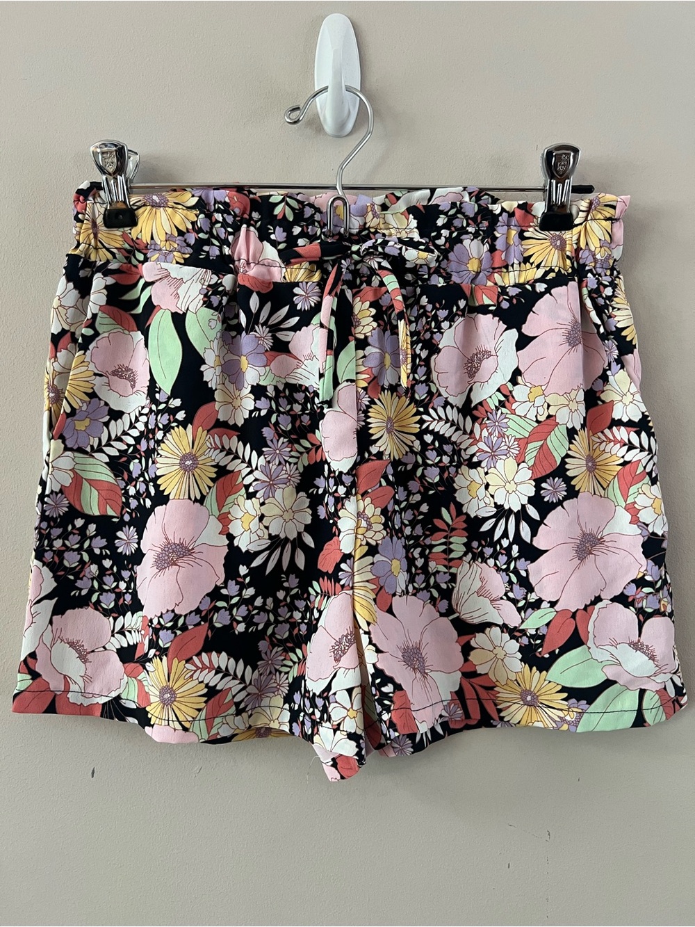 Good luck girl floral silky shorts girls size large pink black